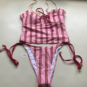 Samiol Small Pink Printed Ruffle Tankini Swimsuit New